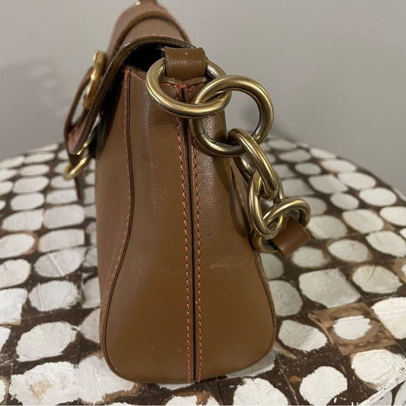 Furla Brown Leather Small Shoulder Bag Gold Hardware Classic Italian Y2K - Picture 3 of 13